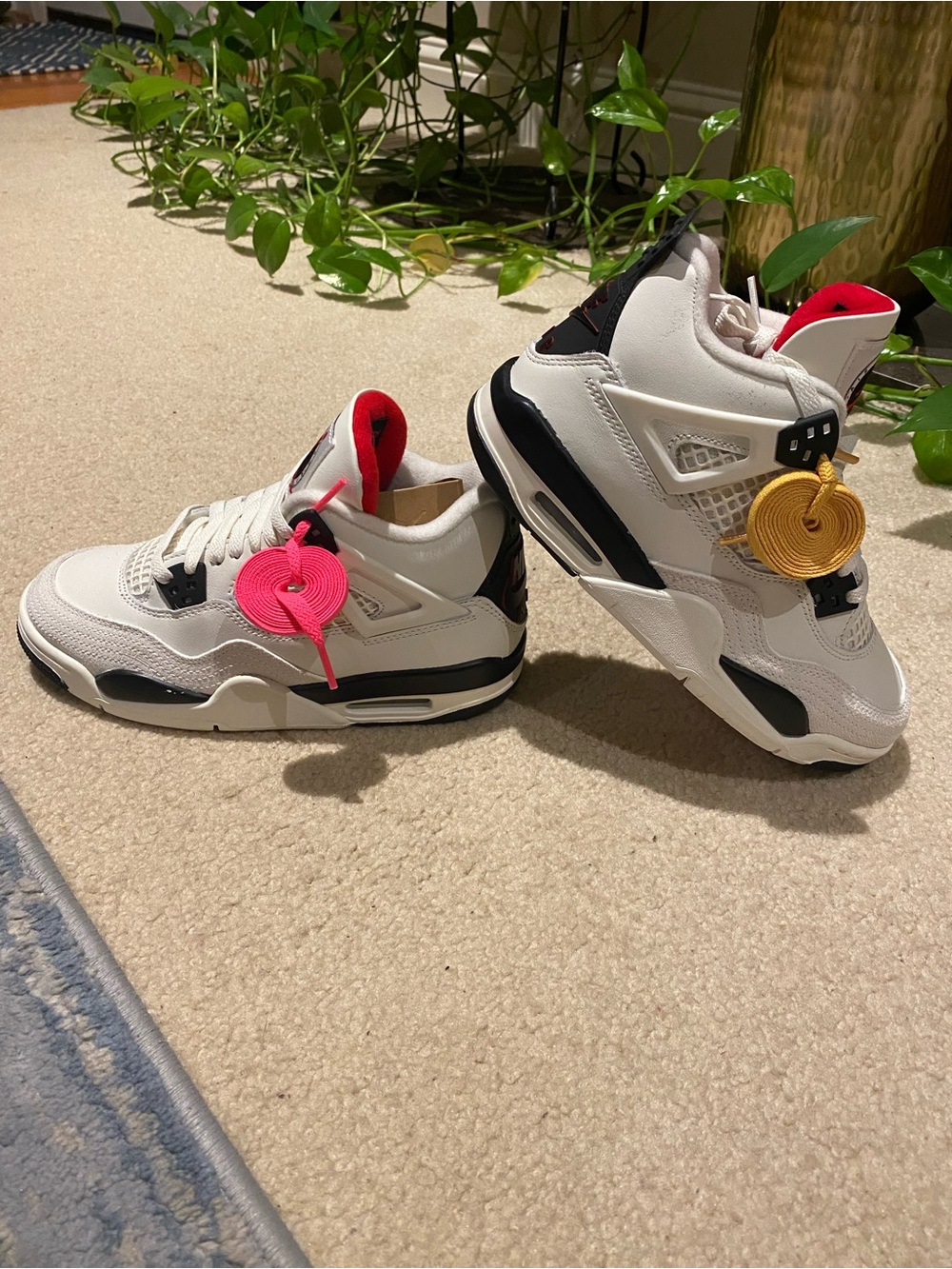 Jordan Kids White Basketball Sneakers with Red, Black & Pink Accents - Picture 3 of 4